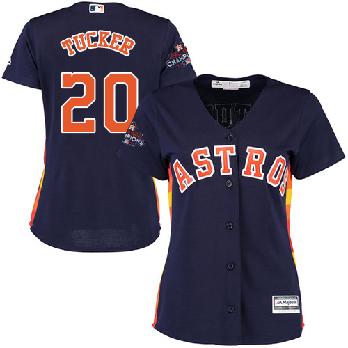 Astros #20 Preston Tucker Navy Blue Alternate World Series Champions Women's Stitched MLB Jersey - Click Image to Close